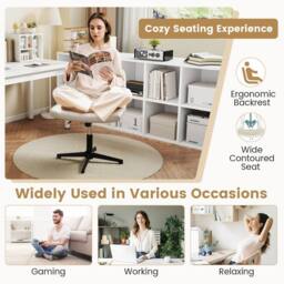Costway Height Adjustable Office Chair Swivel Padded Task Chair w/120° Rocking in Beige - thumbnail 7