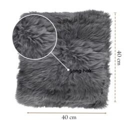 Infinity Leather Luxury Genuine Sheepskin 40x40cm Real Wool Single Sided Cushion in Grey - Size: 40 cm x 40 cm - thumbnail 2