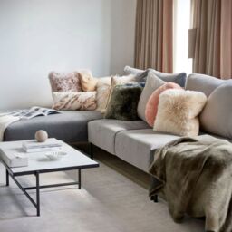 Infinity Leather Luxury Genuine Sheepskin 40x40cm Real Wool Single Sided Cushion in Grey - Size: 40 cm x 40 cm - thumbnail 6