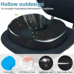 NESTLUNE Breathable Ring Coccyx Cushion Pain Relief Office Seat Support Pad in Black - Size: 100 cm x 190 cm - thumbnail 6