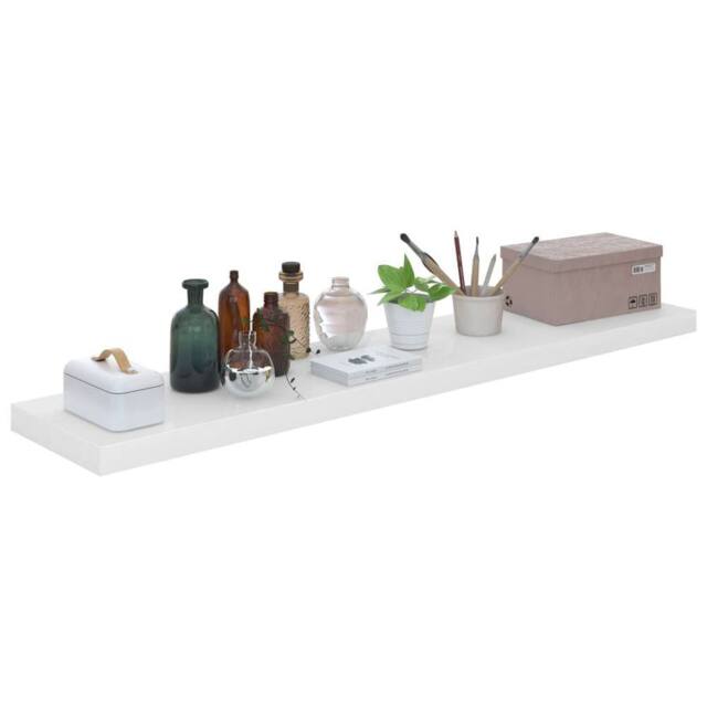 Berkfield Home Durable Floating Wall Shelf High Gloss White 120x23.5x3.8 cm MDF - image 1