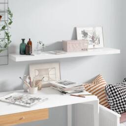 Berkfield Home Durable Floating Wall Shelf High Gloss White 120x23.5x3.8 cm MDF - thumbnail 2