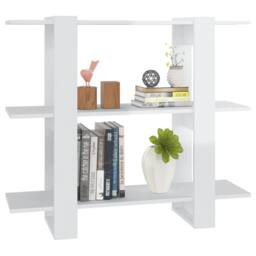 Berkfield Home Classic Book Cabinet/Room Divider High Gloss White 100x30x87 cm - Size: 100 x 30 x 87 cm - thumbnail 5