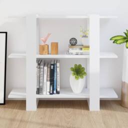 Berkfield Home Classic Book Cabinet/Room Divider High Gloss White 100x30x87 cm - Size: 100 x 30 x 87 cm - thumbnail 6