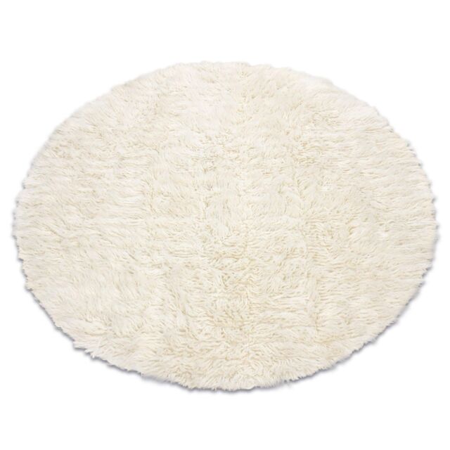 RugsX Flokati Woolen Circle Rug in Beige - Size: 120 cm diameter - image 1