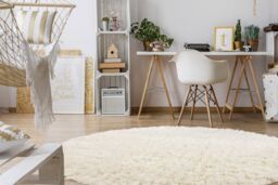 RugsX Flokati Woolen Circle Rug in Beige - Size: 120 cm diameter - thumbnail 4