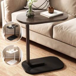 EONLION Black Walnut C-SHAPED COMPACT SOFA SIDE END TABLE - Size: 100 cm