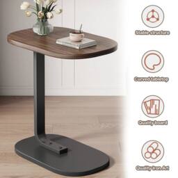EONLION Black Walnut C-SHAPED COMPACT SOFA SIDE END TABLE - Size: 100 cm - thumbnail 4