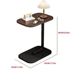 EONLION Black Walnut C-SHAPED COMPACT SOFA SIDE END TABLE - Size: 100 cm - thumbnail 2