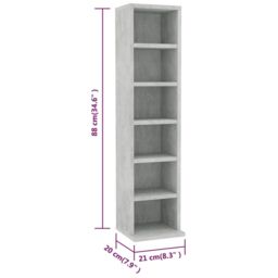 Berkfield Home CD Cabinet Concrete Grey 21x20x88 cm Engineered Wood - Size: 21 x 20 x 88 cm - thumbnail 6