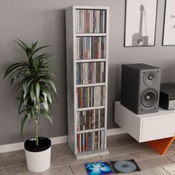 Berkfield Home CD Cabinet Concrete Grey 21x20x88 cm Engineered Wood - Size: 21 x 20 x 88 cm