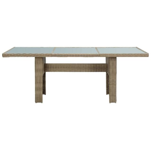 Berkfield Home Garden Dining Table Brown 200x100x74 cm Glass & Poly Rattan - Size: 200 x 100 x 74 cm - image 1