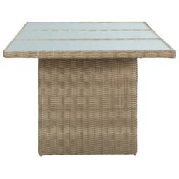 Berkfield Home Garden Dining Table Brown 200x100x74 cm Glass & Poly Rattan - Size: 200 x 100 x 74 cm - thumbnail 3