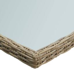 Berkfield Home Garden Dining Table Brown 200x100x74 cm Glass & Poly Rattan - Size: 200 x 100 x 74 cm - thumbnail 4