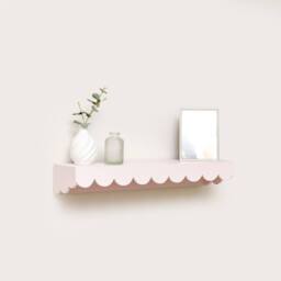 Melody Maison Large Pink Scalloped Wall Storage Shelf - 61cm in Natural - thumbnail 6