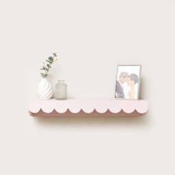 Melody Maison Large Pink Scalloped Wall Storage Shelf - 61cm in Natural - thumbnail 5