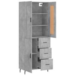 Berkfield Home Highboard Concrete Grey 69.5x34x180 cm Engineered Wood - thumbnail 4