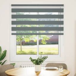 Berkfield Home Elegant Zebra Blind Dark Grey 125x100 cm Fabric Width 120.9 cm Po - thumbnail 3