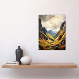 Artery8 Glencoe Gorge Sunlight Breaking Through Clouds Oil Painting National Park Reserve Unframed Wall Art Print Poster Home Decor Premium - thumbnail 4