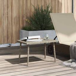 Berkfield Home Garden Coffee Table Rectangular Light Grey 60x40x37 cm Poly Rattan - Size: 60 x 40 x 37 cm - thumbnail 3