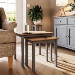 Nordara Assembled Nest of Tables Dove Grey Oak Veneer Coffee Table - thumbnail 5
