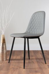 FurnitureboxUK Carson White Marble Effect Dining Table & 4 Corona Black Leg Chairs in Grey - thumbnail 3