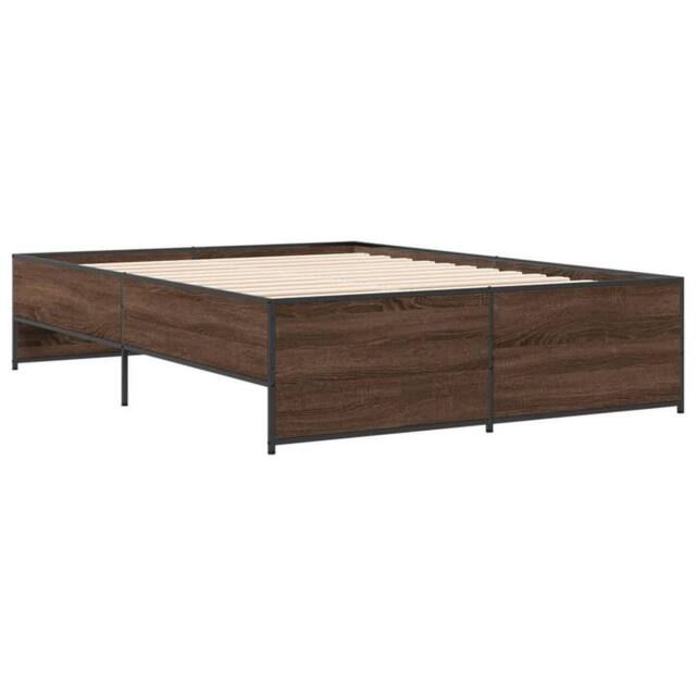 Berkfield Home Durable Bed Frame without Mattress Brown Oak 135x190 cm Double - image 1
