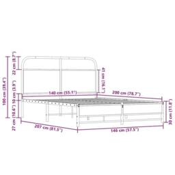 Berkfield Home Bed Frame without Mattress 140x200 cm Sonoma Oak Engineered Wood in Brown - thumbnail 9