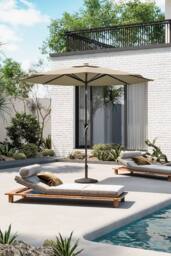 Garden Sanctuary 24 Solar LED Lights Patio Crank Parasol with Decorative Base in Beige - thumbnail 1