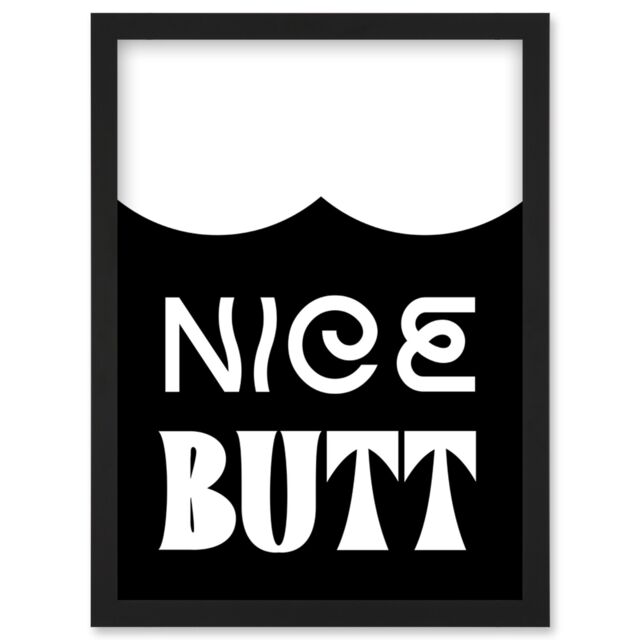 Artery8 Bathroom Wall Art Nice Butt Funny Toilet Sign Bathroom Decor Artwork Framed Wall Art Print A4 in Black - image 1