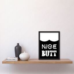 Artery8 Bathroom Wall Art Nice Butt Funny Toilet Sign Bathroom Decor Artwork Framed Wall Art Print A4 in Black - thumbnail 2