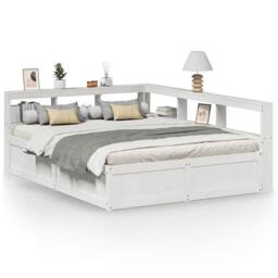 Berkfield Home Decorative Bookcase Bed without Mattress White 150x200cm Solid Wo - Size: 150x200 cm - thumbnail 3