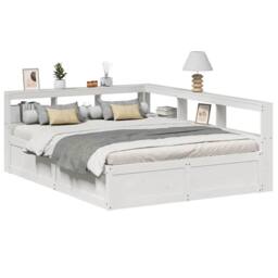 Berkfield Home Decorative Bookcase Bed without Mattress White 150x200cm Solid Wo - Size: 150x200 cm - thumbnail 2