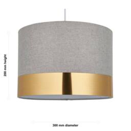 First Choice Lighting Set of 2 Amara - Grey 30cm Easy Fit Pendant Shades with Gold Band - thumbnail 8