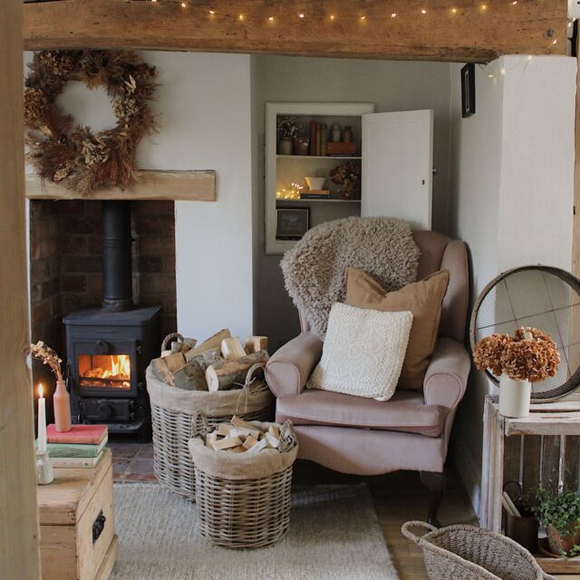 Ivyline Wicker Log Basket Round Lined S/2 H45/D50, H35/D35cm - Premium Quality - Multi Purpose Use in Natural - image 1