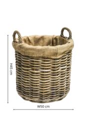 Ivyline Wicker Log Basket Round Lined S/2 H45/D50, H35/D35cm - Premium Quality - Multi Purpose Use in Natural - thumbnail 4