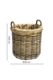 Ivyline Wicker Log Basket Round Lined S/2 H45/D50, H35/D35cm - Premium Quality - Multi Purpose Use in Natural - thumbnail 5