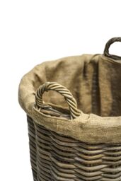Ivyline Wicker Log Basket Round Lined S/2 H45/D50, H35/D35cm - Premium Quality - Multi Purpose Use in Natural - thumbnail 3