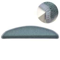 Berkfield Home Carpet Stair Treads 15 pcs Blue 56x17x3 cm in Teal - Size: Medium - thumbnail 4