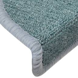Berkfield Home Carpet Stair Treads 15 pcs Blue 56x17x3 cm in Teal - Size: Medium - thumbnail 7