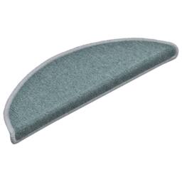 Berkfield Home Carpet Stair Treads 15 pcs Blue 56x17x3 cm in Teal - Size: Medium - thumbnail 3