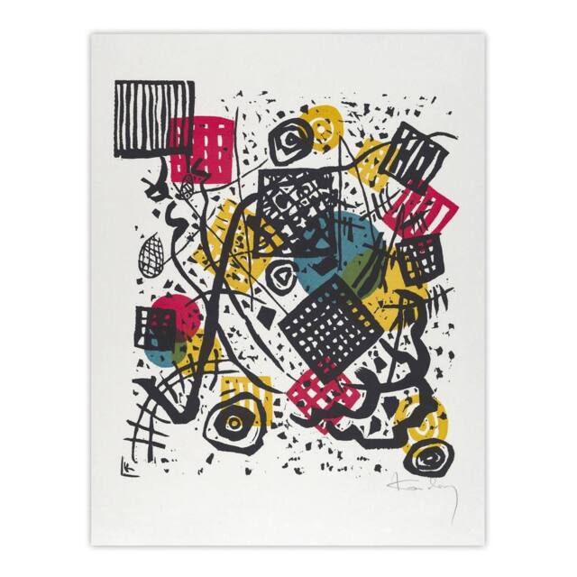 "Artery8 Small Worlds V Abstract Painting Kandinsky Wall Art Poster Print in White - Size: W18"" x H24""" - image 1