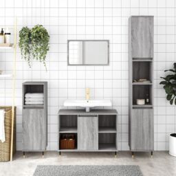 Berkfield Home Bathroom Cabinet Grey Sonoma 80x33x60 cm Engineered Wood - Size: 80 x 33 x 60 cm - thumbnail 1