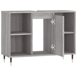 Berkfield Home Bathroom Cabinet Grey Sonoma 80x33x60 cm Engineered Wood - Size: 80 x 33 x 60 cm - thumbnail 5
