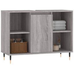 Berkfield Home Bathroom Cabinet Grey Sonoma 80x33x60 cm Engineered Wood - Size: 80 x 33 x 60 cm - thumbnail 3