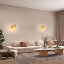 COMELY 2 Pack Indoor Wall Lights, Vintage Wood Wall Lights, White, E27 in White - thumbnail 3