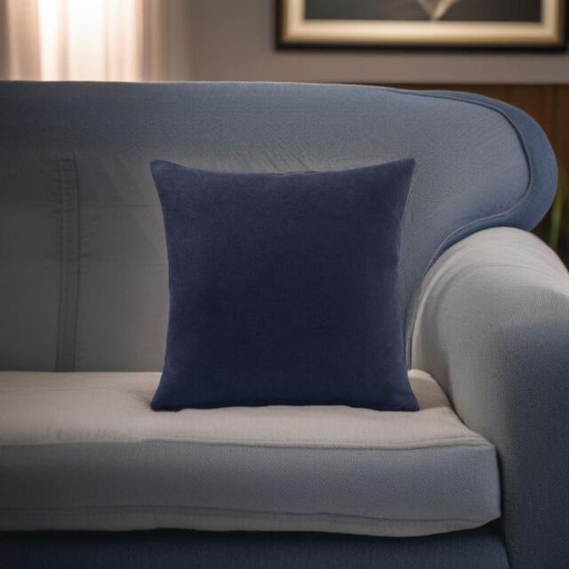 Luxury Living Velvet Chenille Cushion in Navy - Size: 55 cm x 55 cm