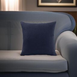 Luxury Living Velvet Chenille Cushion in Navy - Size: 55 cm x 55 cm