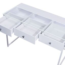 FENCHILIN Dressing Table with 3 Drawers & Lights Hollywood Makeup Vanity Desk in White - thumbnail 4
