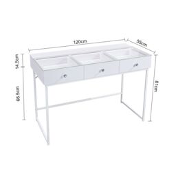 FENCHILIN Dressing Table with 3 Drawers & Lights Hollywood Makeup Vanity Desk in White - thumbnail 3